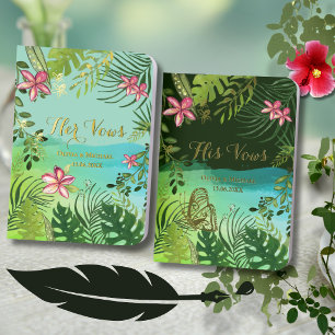Boutique Tropical His & Her Watercolor Vow Books 