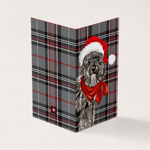 Bouvier Christmas Dog with Holiday Plaid