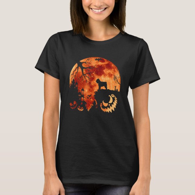 Bouvier Des Flandre And Moon Halloween Costume Pum T-Shirt (Front)