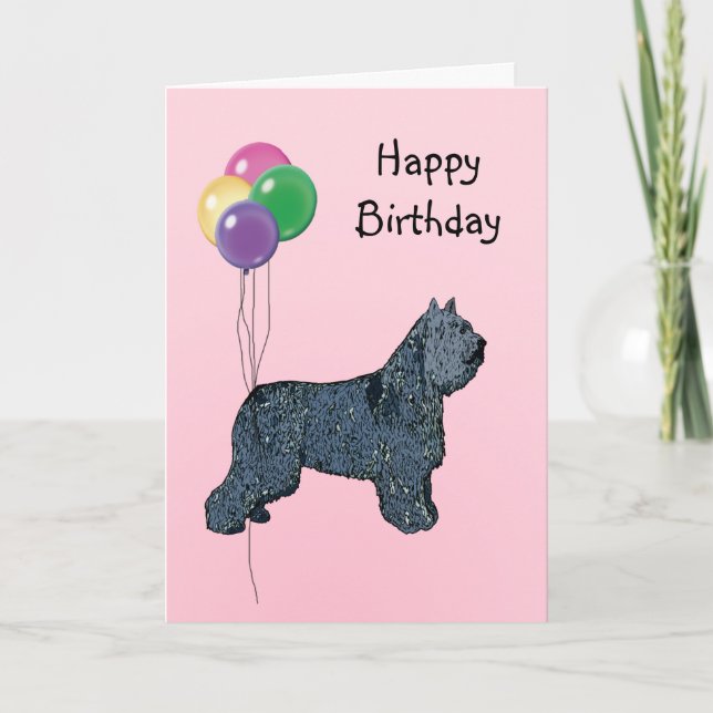 Bouvier des Flandres, Birthday Balloons Card (Front)