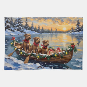 Bouvier des Flandres Christmas Boat Holiday Kitchen Towel