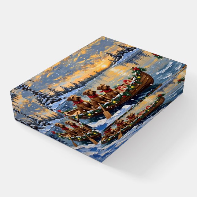 Bouvier des Flandres Christmas Boat Holiday Paperweight (Angled)