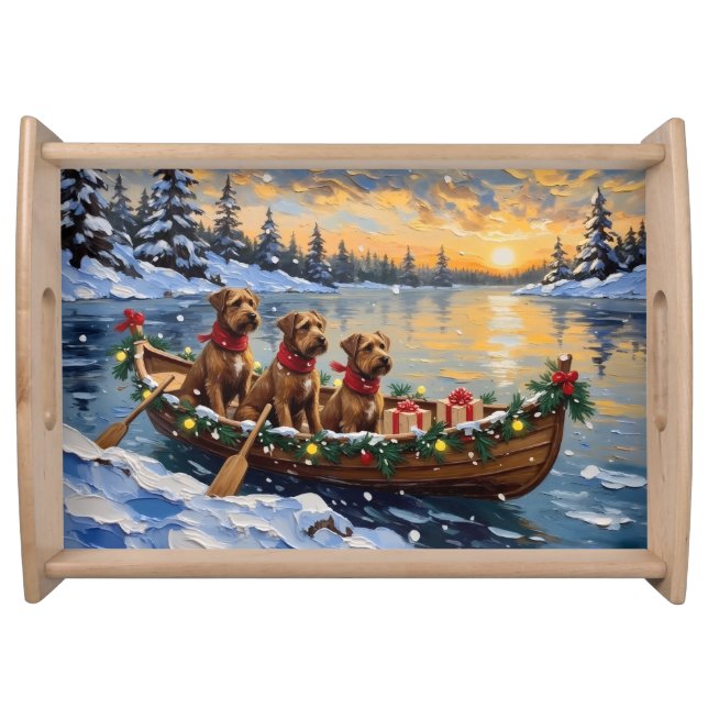 Bouvier des Flandres Christmas Boat Holiday Serving Tray (Front)