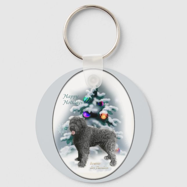 Bouvier des Flandres Christmas Gifts Keychain (Front)