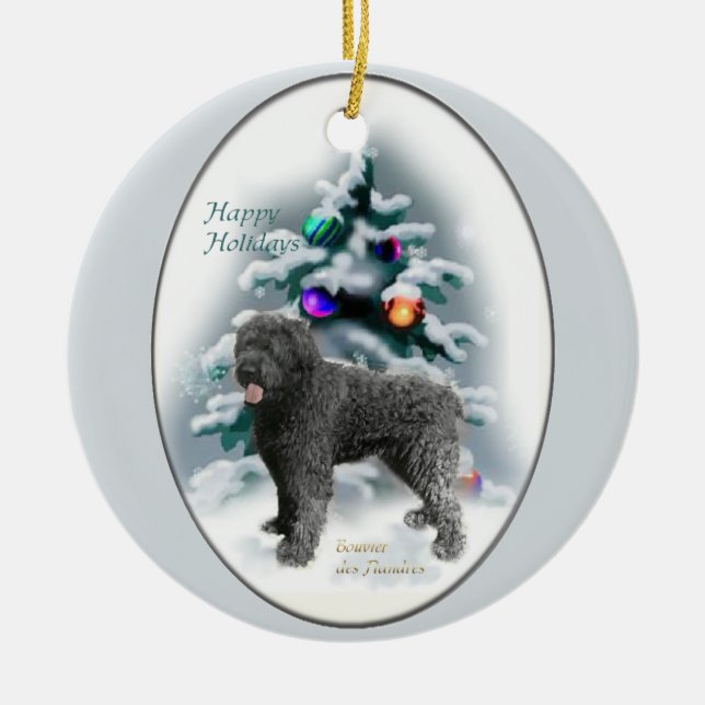 Bouvier des Flandres Christmas Gifts Ornament (Front)