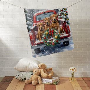 Bouvier des Flandres Christmas Red Truck Holiday Baby Blanket