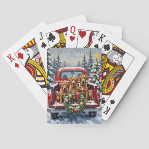 Bouvier des Flandres Christmas Red Truck Holiday Poker Cards