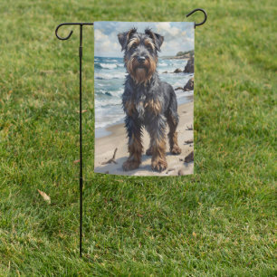 Bouvier des Flandres Coastal Beach Dog Art Garden Flag