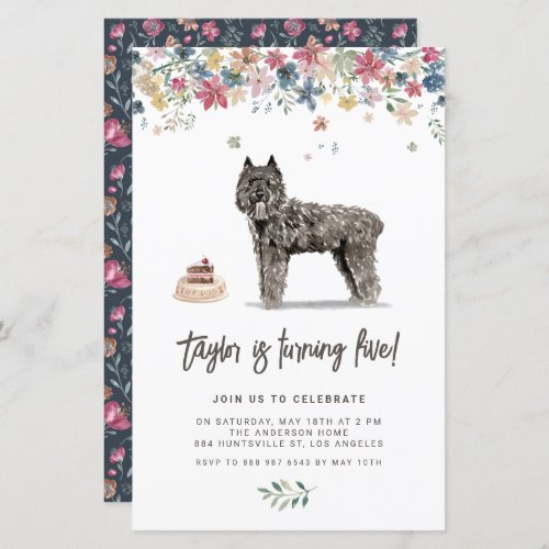  Bouvier des Flandres Dog Birthday Invitation