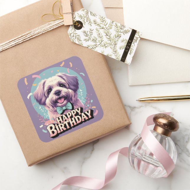 Bouvier des Flandres Dog Colorful  Square Sticker (Gifting)