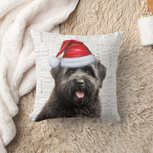 Bouvier des Flandres Dog Lover Christmas Holiday Throw Pillow (Blanket)