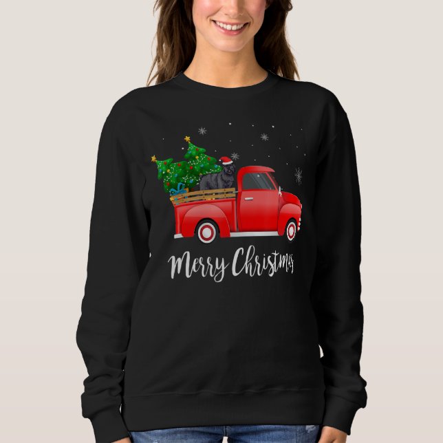 Bouvier Des Flandres Dog Riding Red Truck Christma Sweatshirt (Front)
