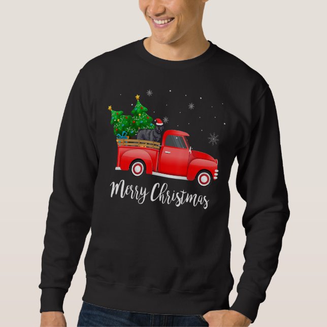 Bouvier Des Flandres Dog Riding Red Truck Christma Sweatshirt (Front)
