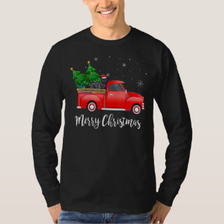 Bouvier Des Flandres Dog Riding Red Truck Christma T-Shirt