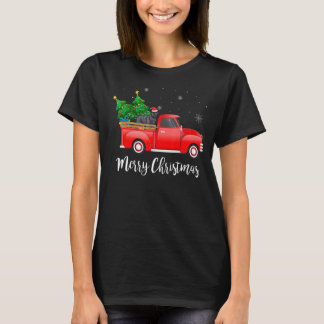 Bouvier Des Flandres Dog Riding Red Truck Christma T-Shirt