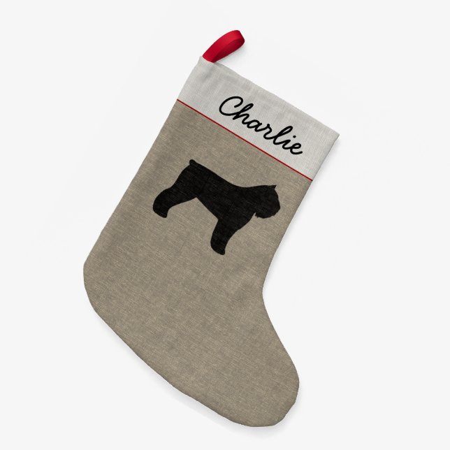 Bouvier des Flandres Dog Silhouette Personalized Small Christmas Stocking (Front (Hanging))