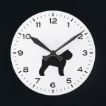 Bouvier des Flandres Dog Silhouette Round Clock<br><div class="desc">A fun dog wall clock for the home or office. Makes an original gift for Bouvier des Flandres lovers. Check out Jenn’s Doodle World for even more decorative clocks and cute animal themed home decor.</div>