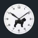Bouvier des Flandres Dog Silhouette Round Clock<br><div class="desc">A fun dog wall clock for the home or office. Makes an original gift for Bouvier des Flandres lovers. Check out Jenn’s Doodle World for even more decorative clocks and cute animal themed home decor.</div>