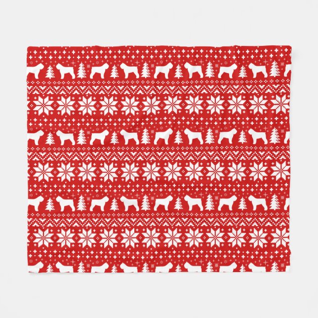 Bouvier des Flandres Dog Silhouettes Christmas Fleece Blanket (Front (Horizontal))