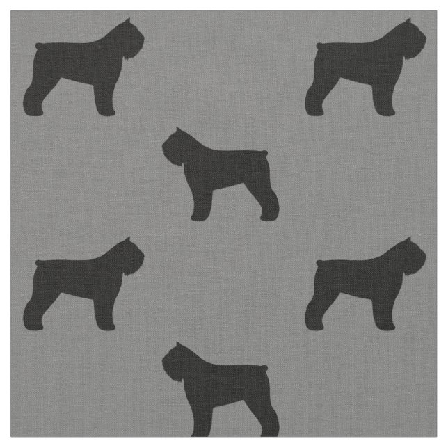 Bouvier des Flandres Dog Silhouettes Patterned Fabric (Close Up)