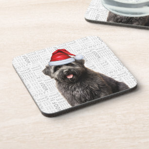 Bouvier des Flandres Dog Woof Word Art Holiday Beverage Coaster