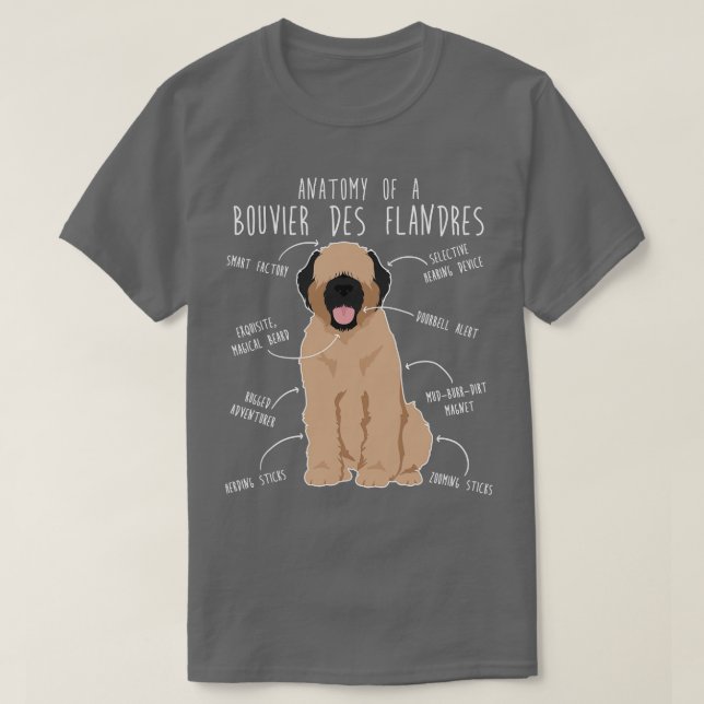 Bouvier Des Flandres Fawn Cream Dog Anatomy 1 T-Shirt (Design Front)
