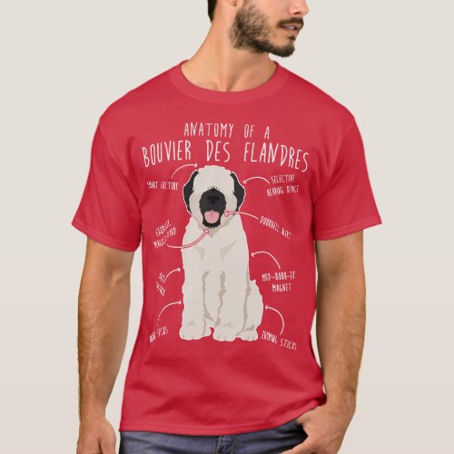 Bouvier Des Flandres Fawn Cream Dog Anatomy T_Shirt