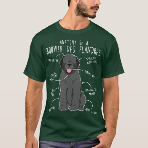 Bouvier Des Flandres Grey Dog Anatomy T_Shirt