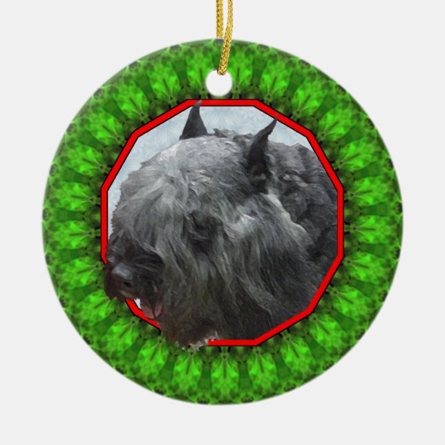 Bouvier des Flandres Happy Howliday Ceramic Ornament (Front)