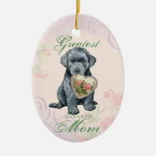 Bouvier des Flandres Heart Mom Ceramic Ornament
