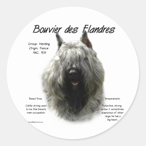 Bouvier des Flandres History Design Classic Round Sticker