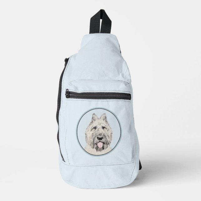 Bouvier des Flandres Painting Fawn Brindle Dog Art Sling Bag (Front)