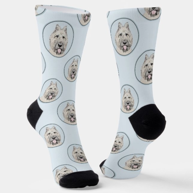 Bouvier des Flandres Painting Fawn Brindle Dog Art Socks (Angled)