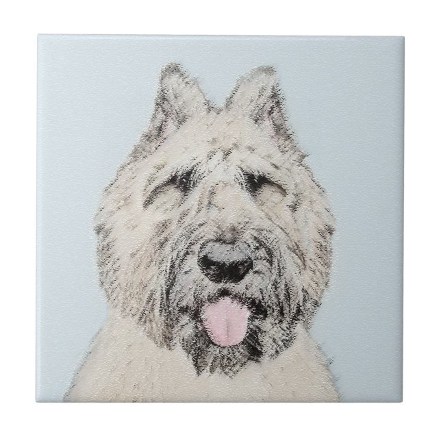 Bouvier des Flandres Painting - Original Dog Art Ceramic Tile (Front)