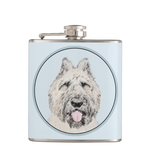 Bouvier des Flandres Painting - Original Dog Art Flask (Front)