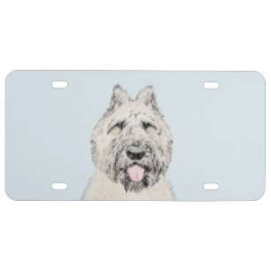 Bouvier des Flandres Painting - Original Dog Art License Plate