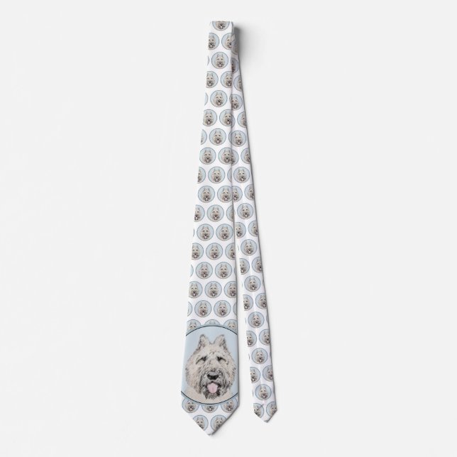 Bouvier des Flandres Painting - Original Dog Art Neck Tie (Front)