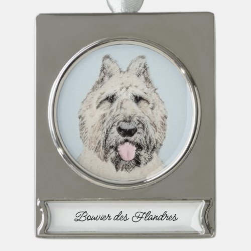 Bouvier des Flandres Painting _ Original Dog Art Silver Plated Banner Ornament