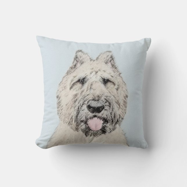 Bouvier des Flandres Painting - Original Dog Art Throw Pillow (Front)