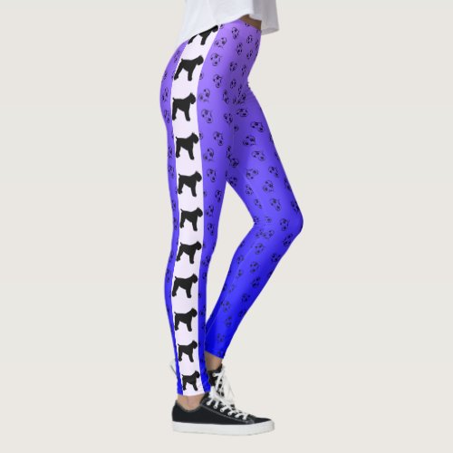 Bouvier des Flandres Silhouette Blue Purple Ombre Leggings