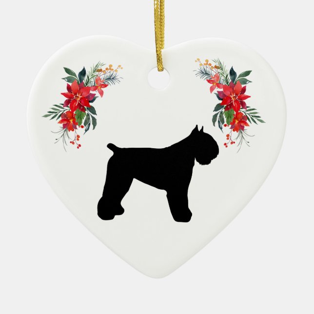 Bouvier des Flandres Silhouette Holiday Ceramic Ornament (Front)