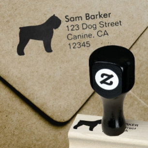 Bouvier des Flandres Silhouette Return Address Rubber Stamp
