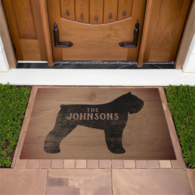 Bouvier des Flandres Silhouette Rustic Style Doormat (Outdoor)