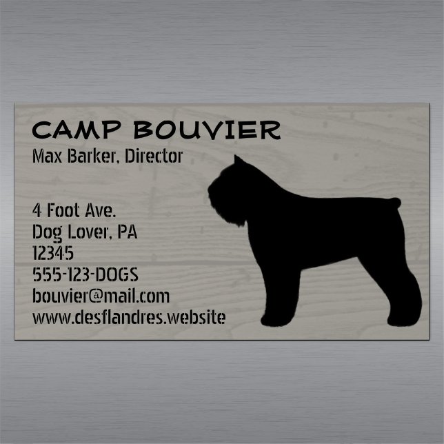 Bouvier des Flandres Silhouette Wood Grain Style Business Card Magnet (Creator Uploaded)