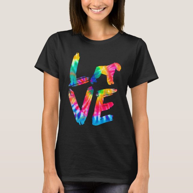 Bouvier Des Flandres Tie Dye Love Dog Mom Dad T-Shirt (Front)