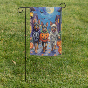 Bouvier des Flandres Trick-or-Treating Halloween Garden Flag