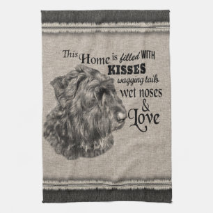 Bouvier des Flandres vintage portrait cute quote Kitchen Towel
