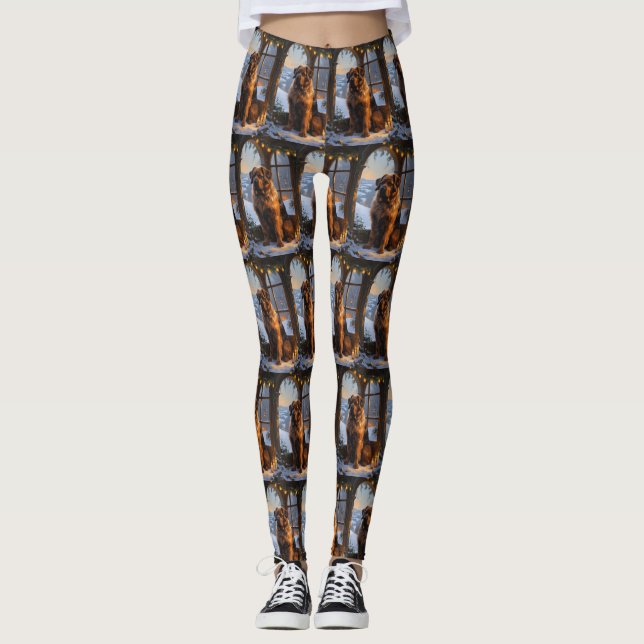 Bouvier des Flandres with Christmas Lights Holiday Leggings (Front)