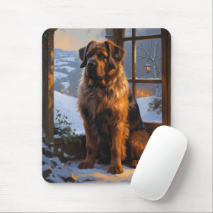 Bouvier des Flandres with Christmas Lights Holiday Mouse Pad