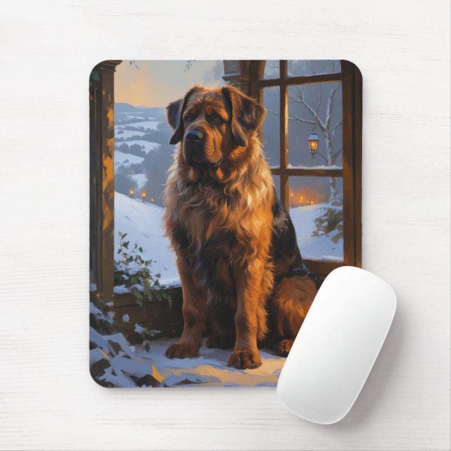 Bouvier des Flandres with Christmas Lights Holiday Mouse Pad (With Mouse)